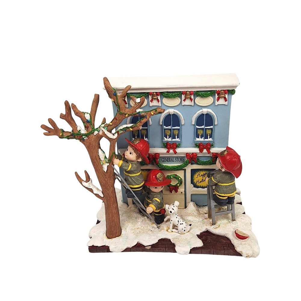 Christmas Village‎ Firefighters Decorating General Store Figurine Holiday Decor